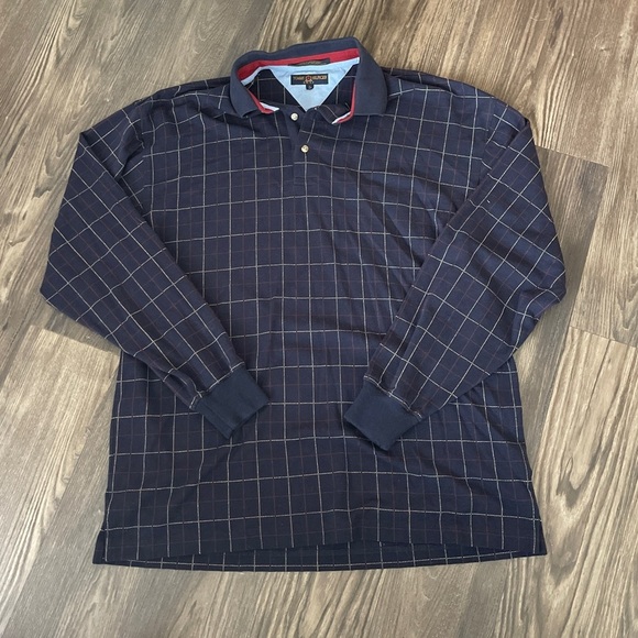 Vintage Tommy Hilfiger Polo Shirt Men NB Check Window-Pane Long Sleeve 90s - Picture 8 of 8